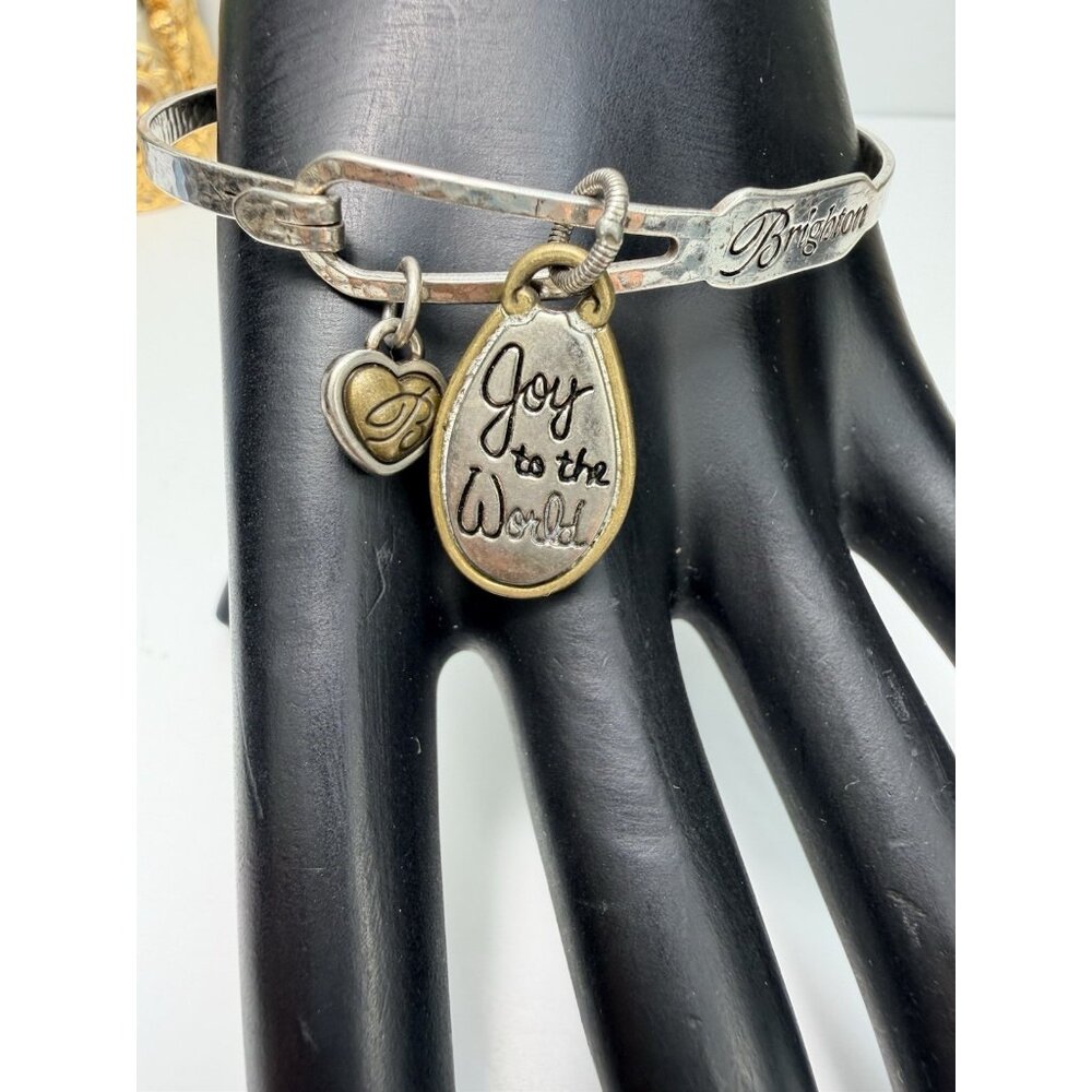 Brighton Silver Plated Tone Bangle Bracelet Dangling Joy to the World Charm